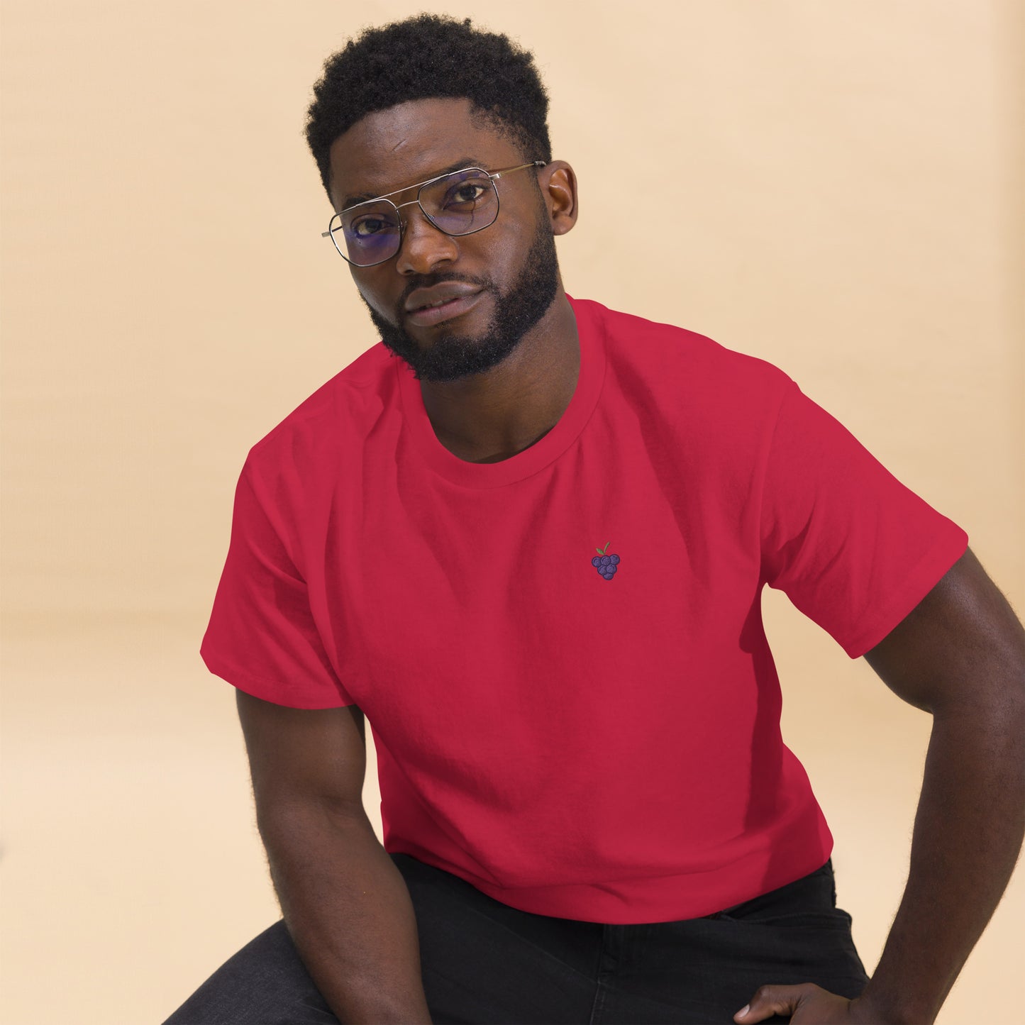 Hommes | T-Shirt - Broderie - Raisin