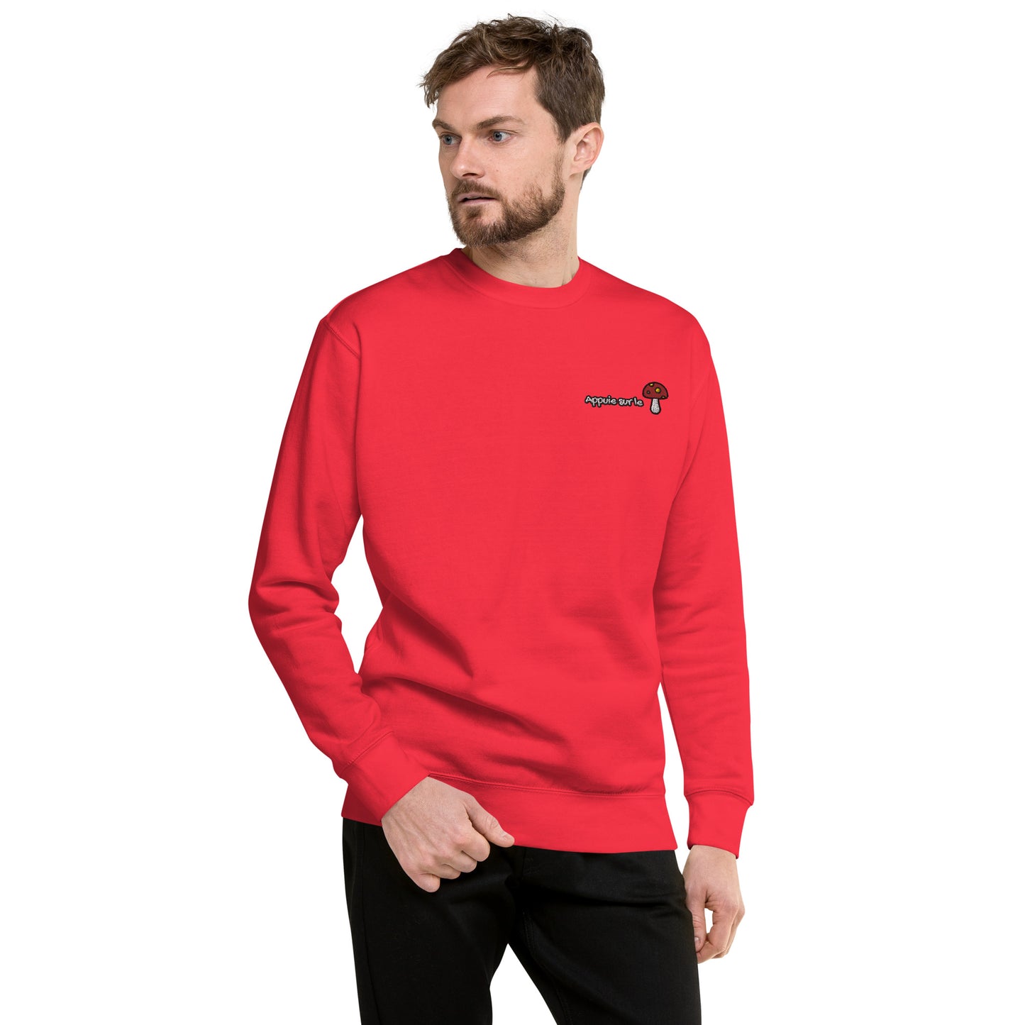 Hommes | Sweatshirt - Broderie - Appuie sur le champignon