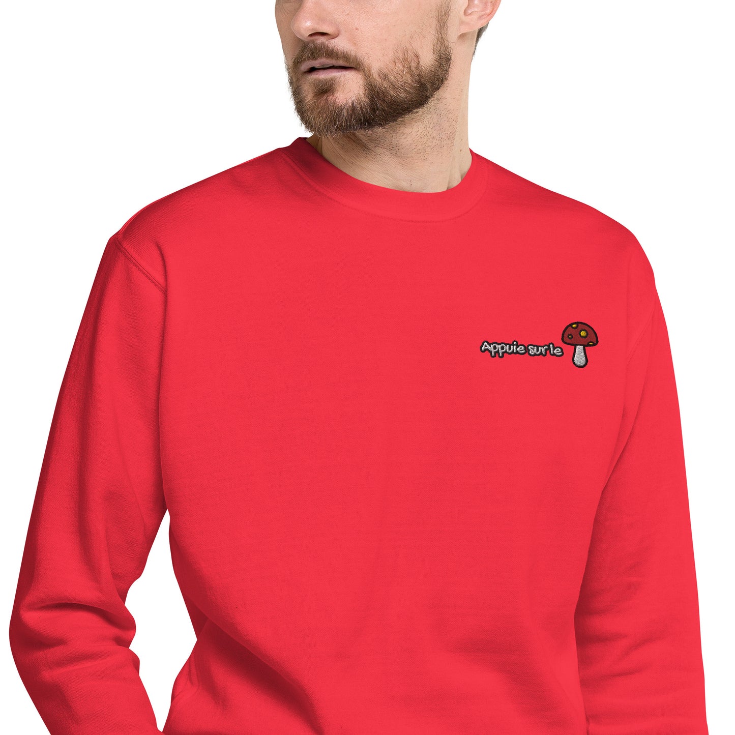 Hommes | Sweatshirt - Broderie - Appuie sur le champignon