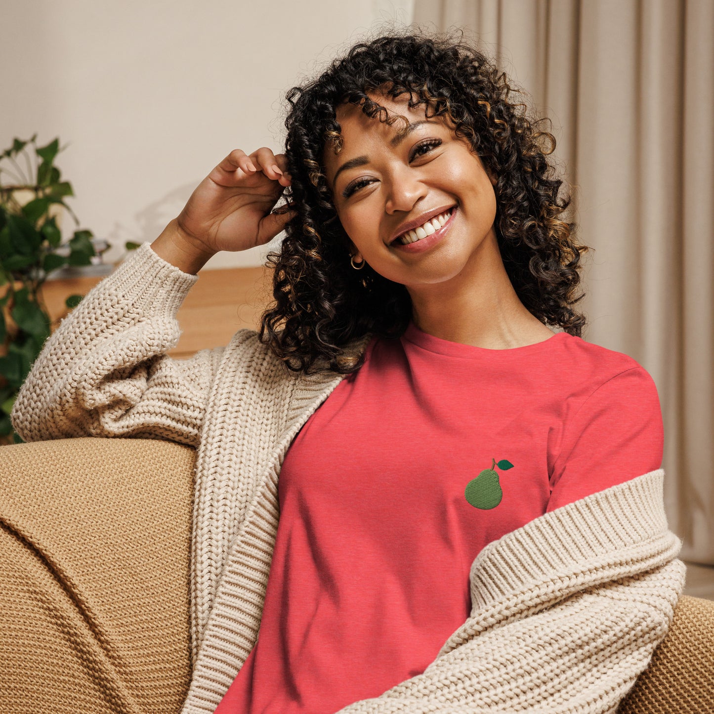 Femmes | T-Shirt - Broderie - Aubergine